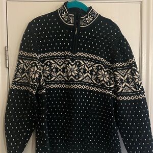 Lands' End Black and Cream Zip Up Sweater